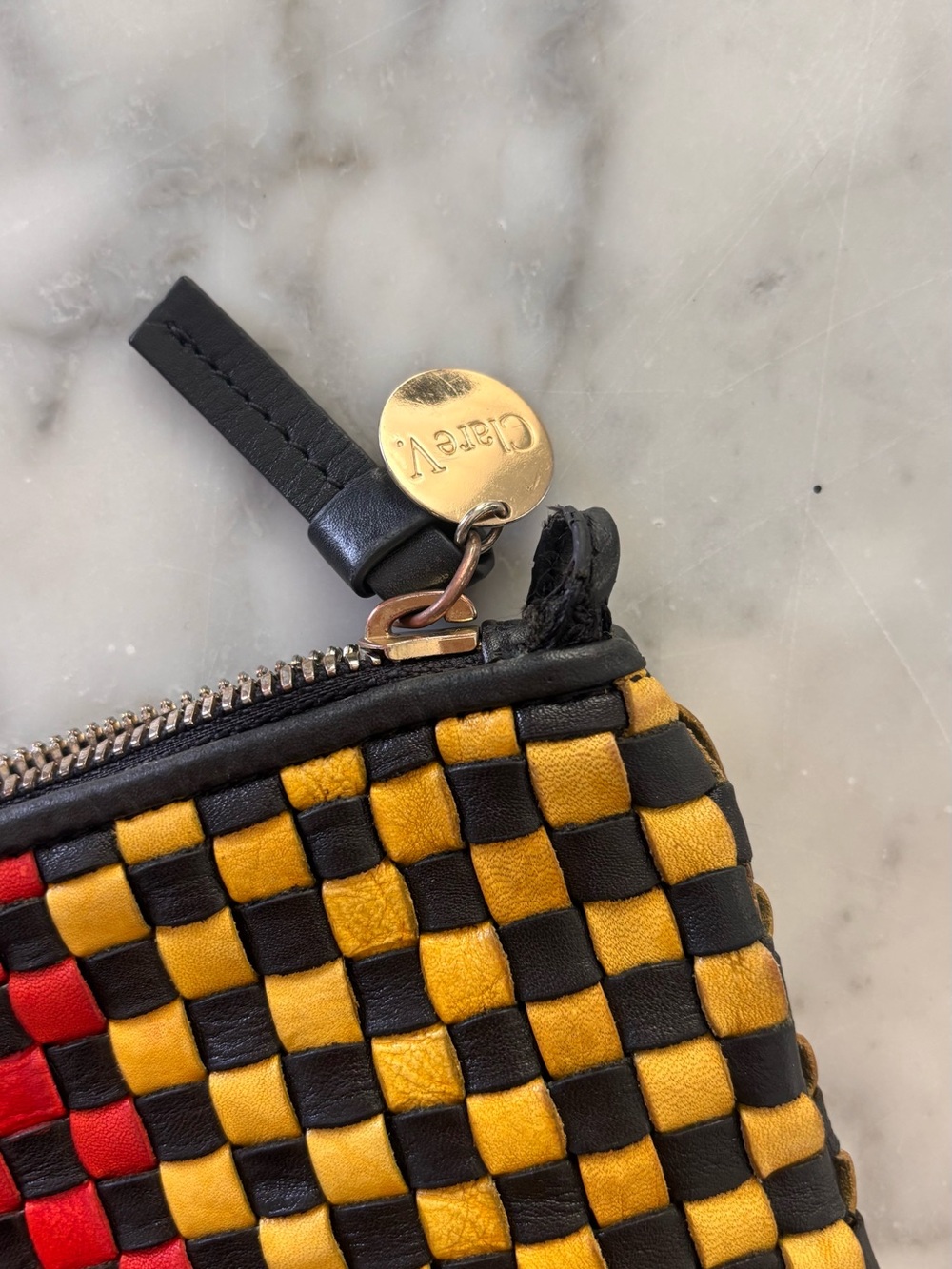 Clare V foldover clutch with tabs- Woven Multicolor leather - Picture 3 of 5